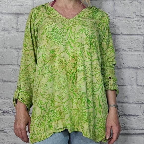 Soft Surroundings hooded batik blouse - Picture 1 of 7